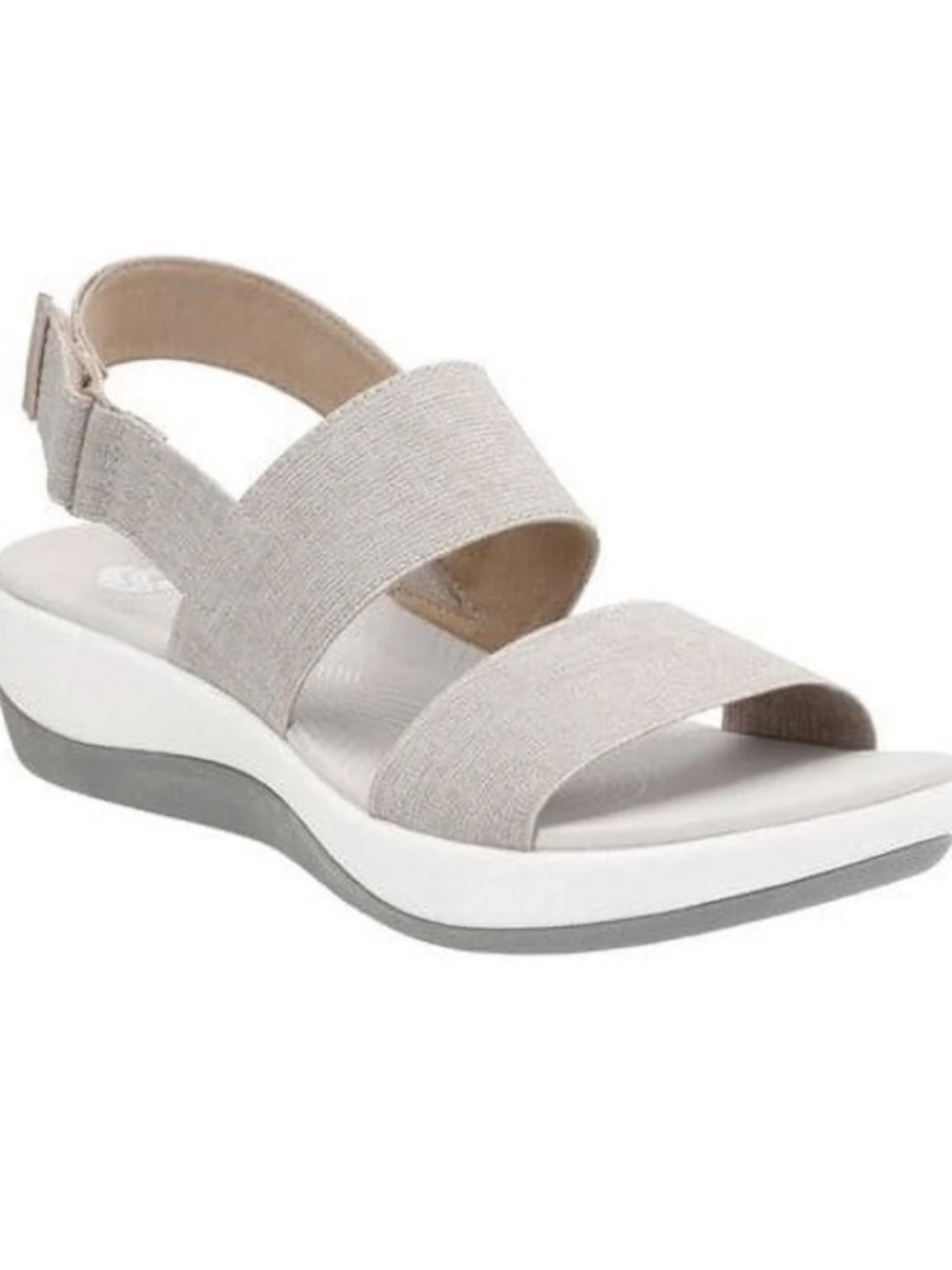 Clarks Cloud Steppers Arla Jacory Sand Wedge Sandal Sand Gray Size 9.5